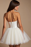 Short White Sweetheart A Line Tulle Prom Dress