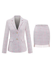 Light Pink 2 Piece Tweed Outfits with Fringes