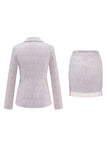 Light Pink 2 Piece Tweed Outfits with Fringes