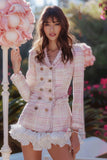 Light Pink Short Tweed Blazer with Sleeves