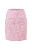 Pink Off the Shoulder 2 Piece Tweed Pencil Night Date Outfits