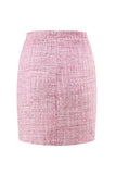 Pink Off the Shoulder 2 Piece Tweed Pencil Night Date Outfits