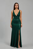 Sparkly Dark Green Sheath V-Neck Sequins Maxi Holiday Party Dress with Slit