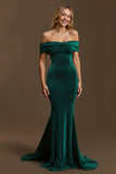 Mermaid Maxi Dark Green Off the Shoulder Holiday Party Dress