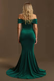 Mermaid Maxi Dark Green Off the Shoulder Holiday Party Dress