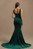 Elegant Dark Green Mermaid Ruched Maxi Holiday Party Dress