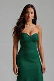 Sparkly Maxi Dark Green Sheath Sweetheart Holiday Party Dress