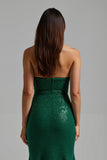 Sparkly Maxi Dark Green Sheath Sweetheart Holiday Party Dress