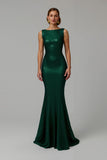 Sparkly Mermaid Dark Green Bateau Neck Long Holiday Party Dress