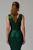 Sparkly Mermaid Dark Green Bateau Neck Long Holiday Party Dress