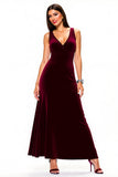Burgundy Backless V-Neck Long Holiday Party Dress
