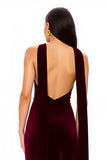 Burgundy Backless V-Neck Long Holiday Party Dress