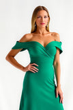 Dark Green Long Off the Shoulder Sheath Holiday Party Dress