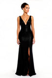 Black Sparkly Sequin Mermaid V-Neck Long Holiday Party Dress with Slit