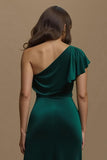 Dark Green Velvet Sheath Long Holiday Party Dress with Sleeves