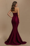 Burgundy Mermaid Halter Sequin Long Holiday Party Dress