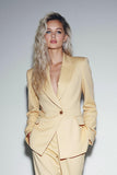Yellow 2 Piece Peak Lapel Business Suits with Button