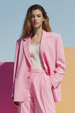 Pink 2 Piece Notched Lapel Wide-Leg Women Prom Suits