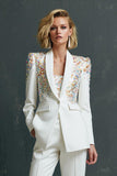 Sparkly 2 Piece White Shawl Lapel Women Prom Suits with Sequins