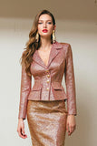 2 Piece Sunset Pencil Notched Lapel Sparkly Pageant Interview Outfits