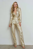 Sparkly Golden 2 Piece Peak Lapel Sequins Women Prom Suits