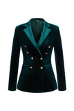 2 Piece Dark Green Velvet Double Breasted Women Trouser Suits