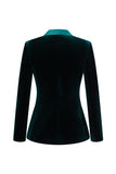 2 Piece Dark Green Velvet Double Breasted Women Trouser Suits