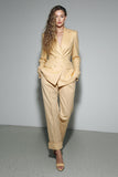 Yellow 2 Piece Notched Lapel Double Breasted Business Suits