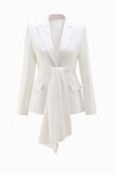 2 Piece White Notched Lapel Ruched Business Suits with Sash