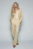 Yellow 2 Piece Single Breasted Business Suits with Pockets