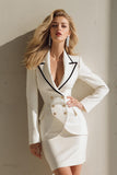 White Pencil Peak Lapel 2 Piece Short Women's Business Suits