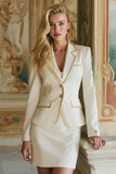 White Notched Lapel 2 Piece Pencil Short Elegant Business Suits