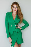 Dark Green Pencil Notched Lapel Short Women's Business Suits with Slit