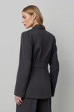 Dark Grey Peak Lapel 2 Piece Double Breasted Business Suits
