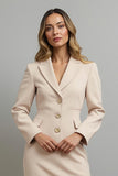 Champagne Notched Lapel Single Breasted Mermaid Maxi Blazer Dress
