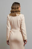 Champagne Notched Lapel Single Breasted Mermaid Maxi Blazer Dress