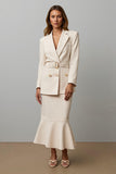 Champagne 2 Piece Mermaid Notched Lapel Maxi Business Suits with Belt