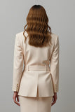 Champagne 2 Piece Mermaid Notched Lapel Maxi Business Suits with Belt