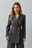 Dark Grey 2 Piece Peak Lapel Double Breasted Business Suits