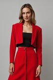 Red 2 Piece Notched Lapel A Line Midi Prom Suits