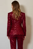 Sparkly 2 Piece Burgundy Sequins Women Prom Suits