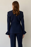 Navy 2 Piece Notched Lapel Single Breasted Business Suits