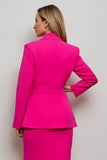 Fuchsia 2 Piece Peak Lapel Mermaid Midi Women Prom Suits with Belt