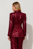 Sparkly Burgundy Sequins 2 Piece Fitted Women Prom Suits