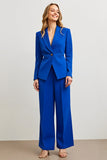 Royal Blue 2 Piece Notched Lapel Satin Women Prom Suits
