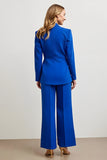 Royal Blue 2 Piece Notched Lapel Satin Women Prom Suits