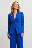 Royal Blue 2 Piece Notched Lapel Satin Women Prom Suits