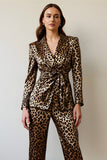 Gold Black Leopard 2 Piece Shawl Lapel Women Prom Suits