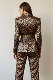 Gold Black Leopard 2 Piece Shawl Lapel Women Prom Suits