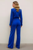 Royal Blue 2 Piece Asymmetrical Neck Business Suits with Pockets